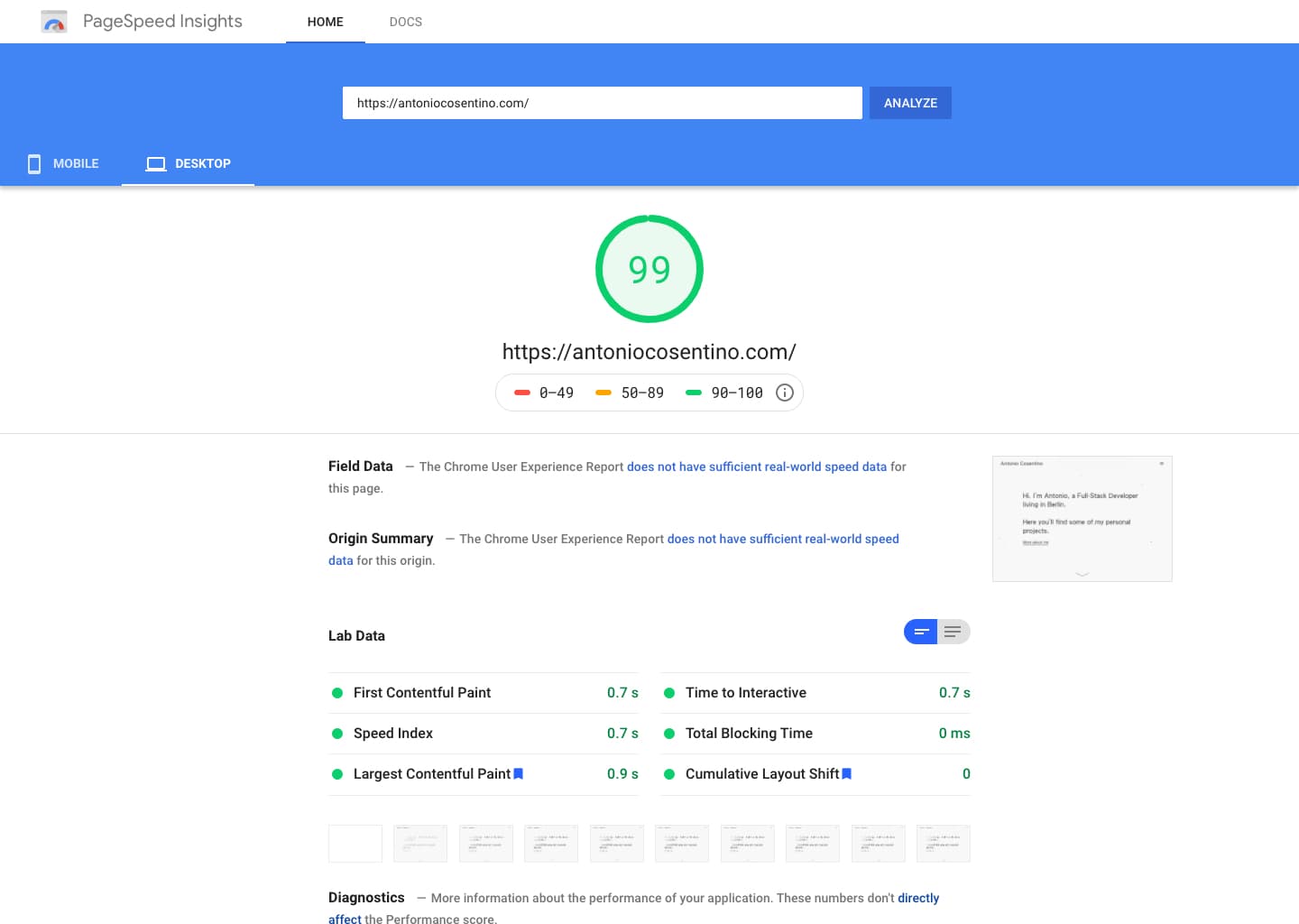 google speed result